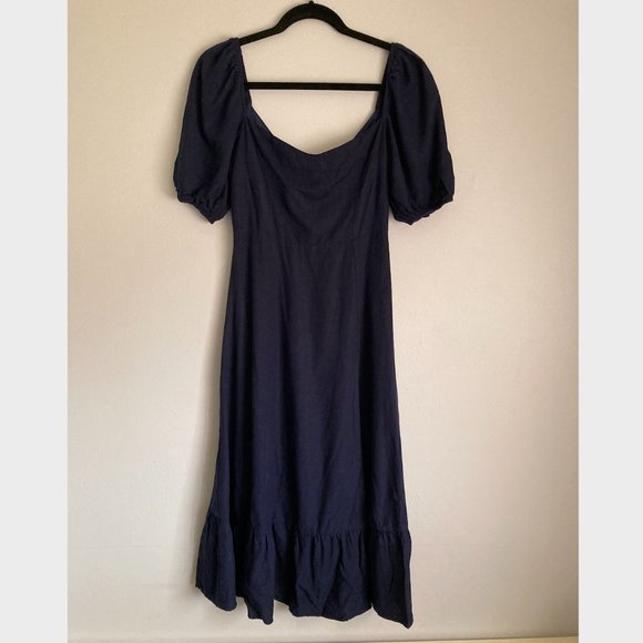 O.P.T. Violetta Midi Dress Navy Sz. S - Picture 6 of 10